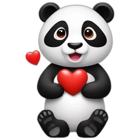 panda with red heart in her hands emoji