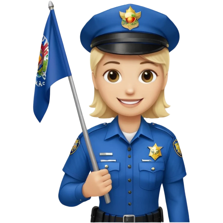 A blond cop holding a Kansas flag emoji