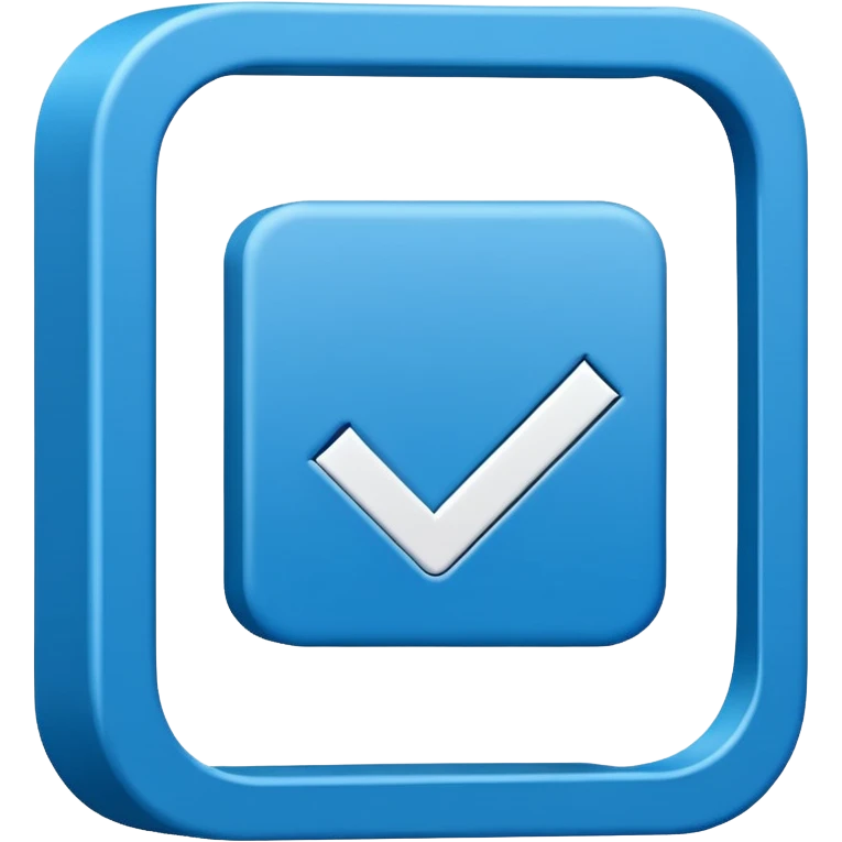 Side way check mark in bule box 2d not 3d emoji