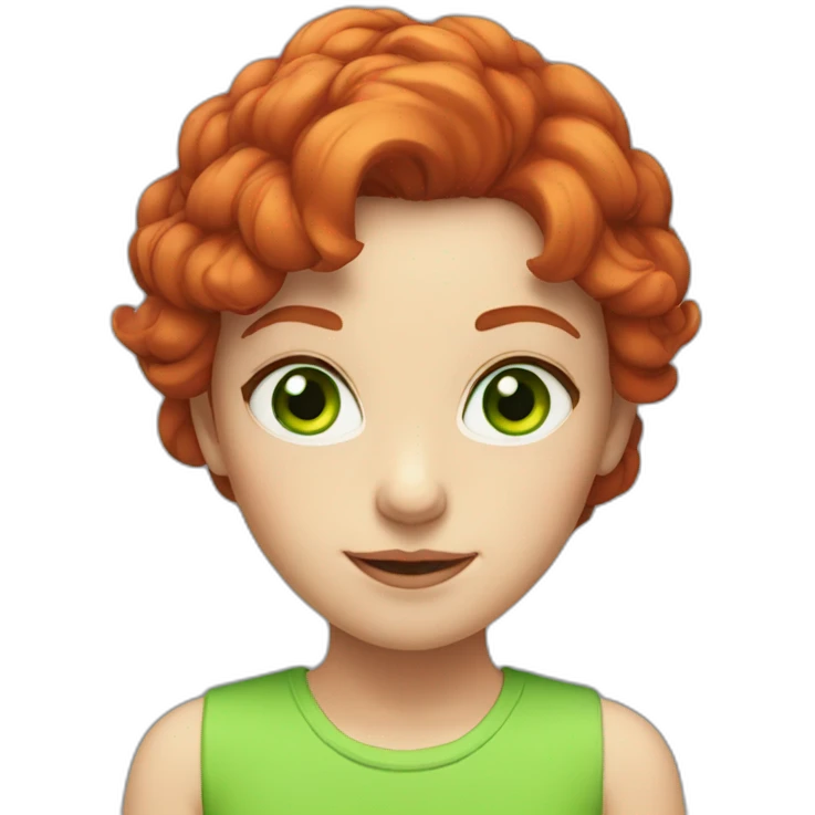 wendy with red hair and neon green eyes  emoji