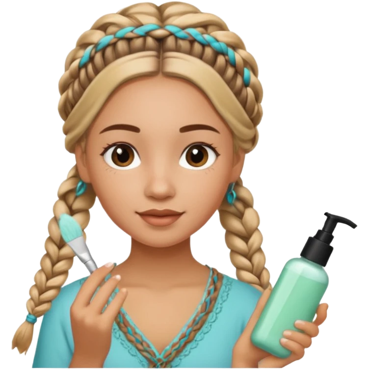 Carmel girl with boho braids  doing skincare emoji