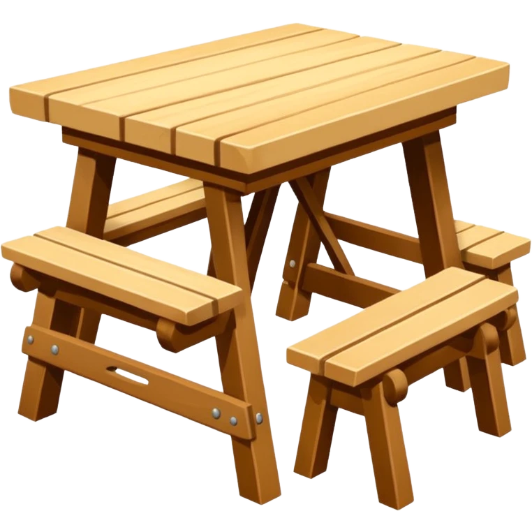mesa alta color madera natural con bancas altas de color madera natural emoji