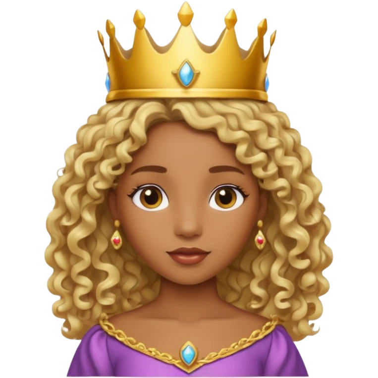 Princess brown skin, with curly blonde hair, small crown emoji