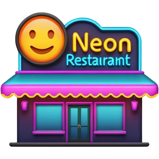Neon restaurant sign emoji