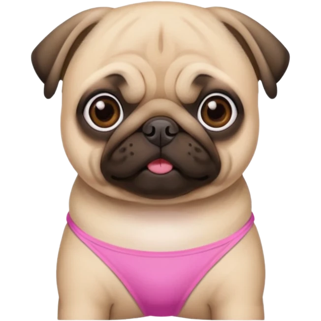 Pug com biquíni Rosa emoji