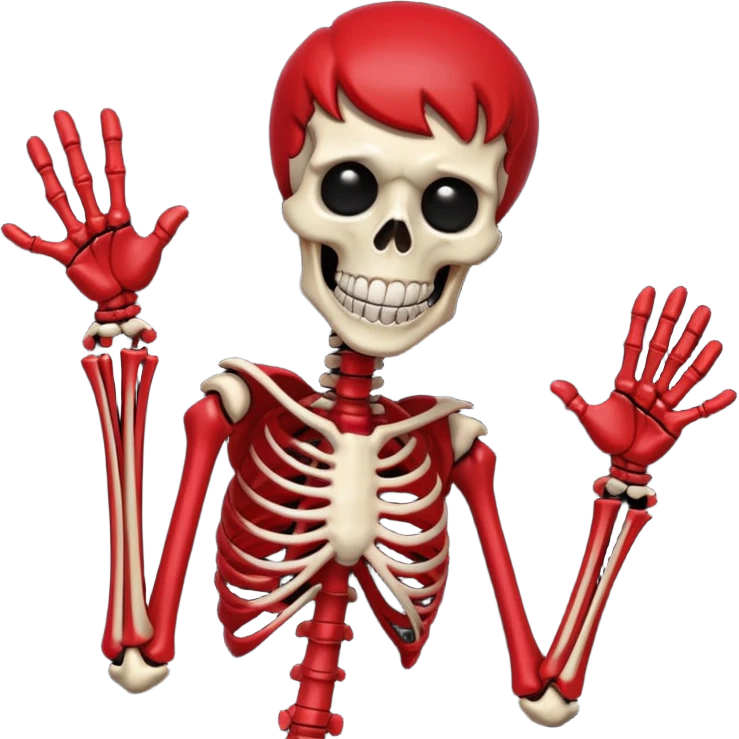 Red Skeleton Rick Astley screaming and the background is almost pitch black but it’s not only because the darkest lines of red are there emoji