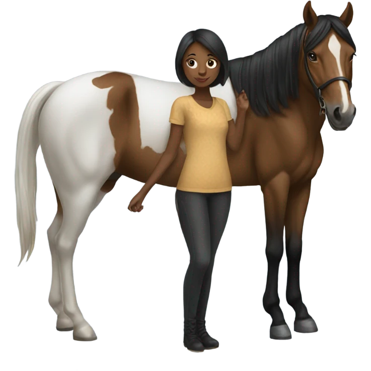 girl with a horse black  emoji