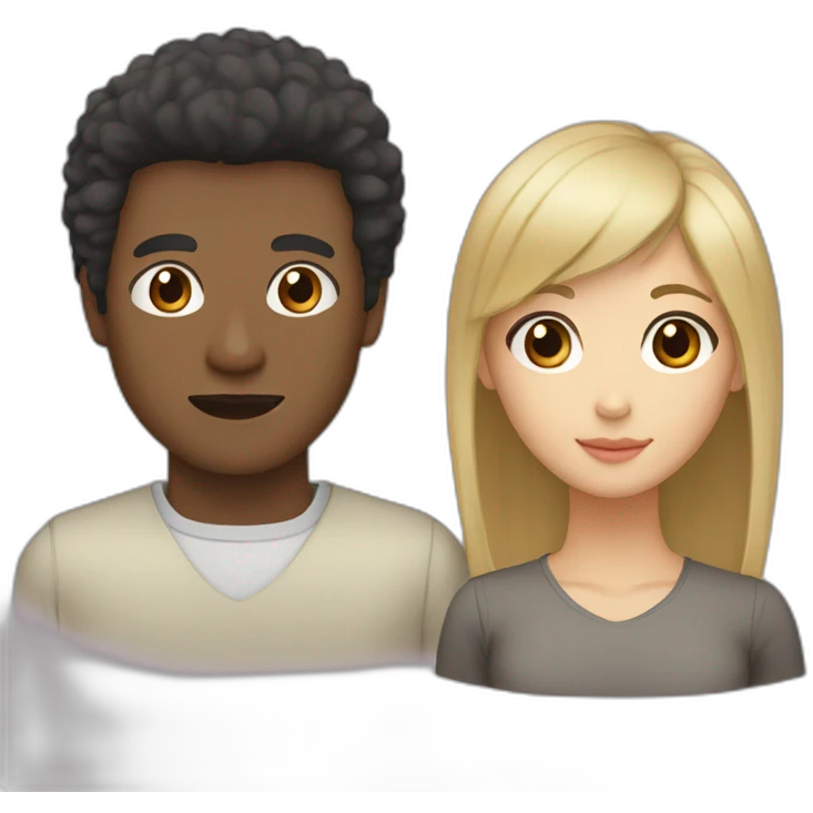 couple (1st asian woman with blonde bangs and dark hair with brown eyes 2nd black man with afro hair and brown eyes) emoji