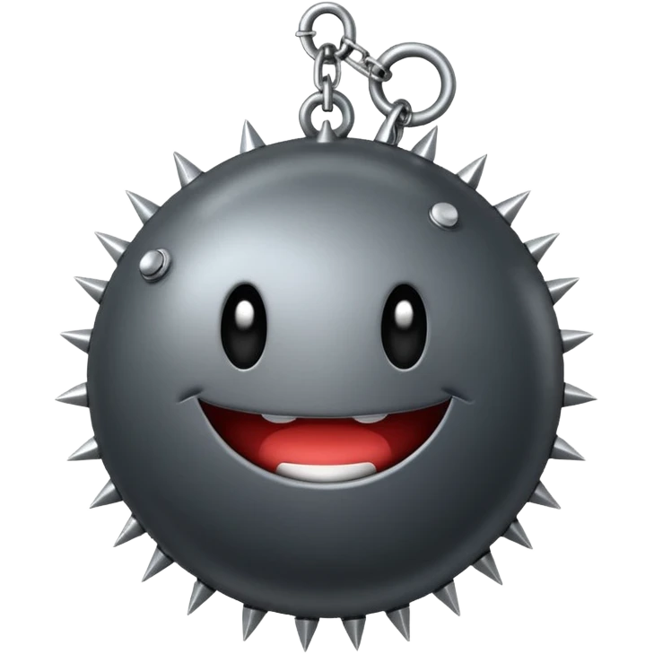 iPhone text message emoji size ball, and chain with spikes emoji