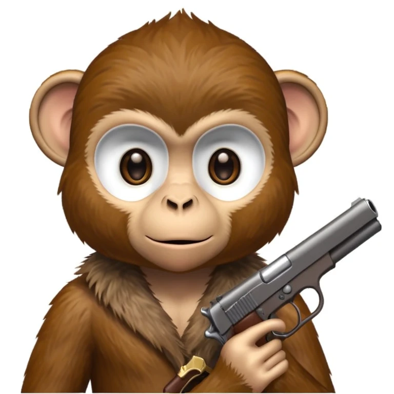 Gun holding a monkey emoji