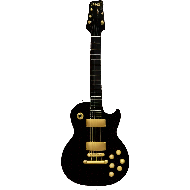 Balck e guitar with gold emoji