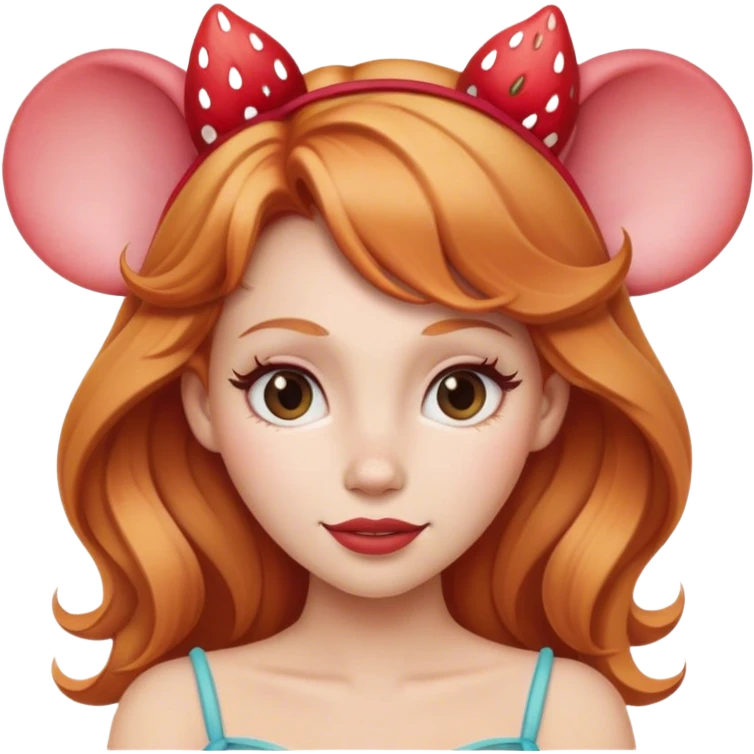 Strawberry blonde woman with Disney ears emoji