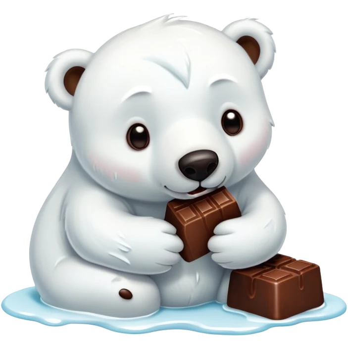 polar bear eats bunny made of chocolate emoji