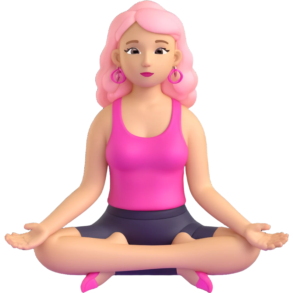 blonde angel woman with long hair meditating with pink hair clips emoji