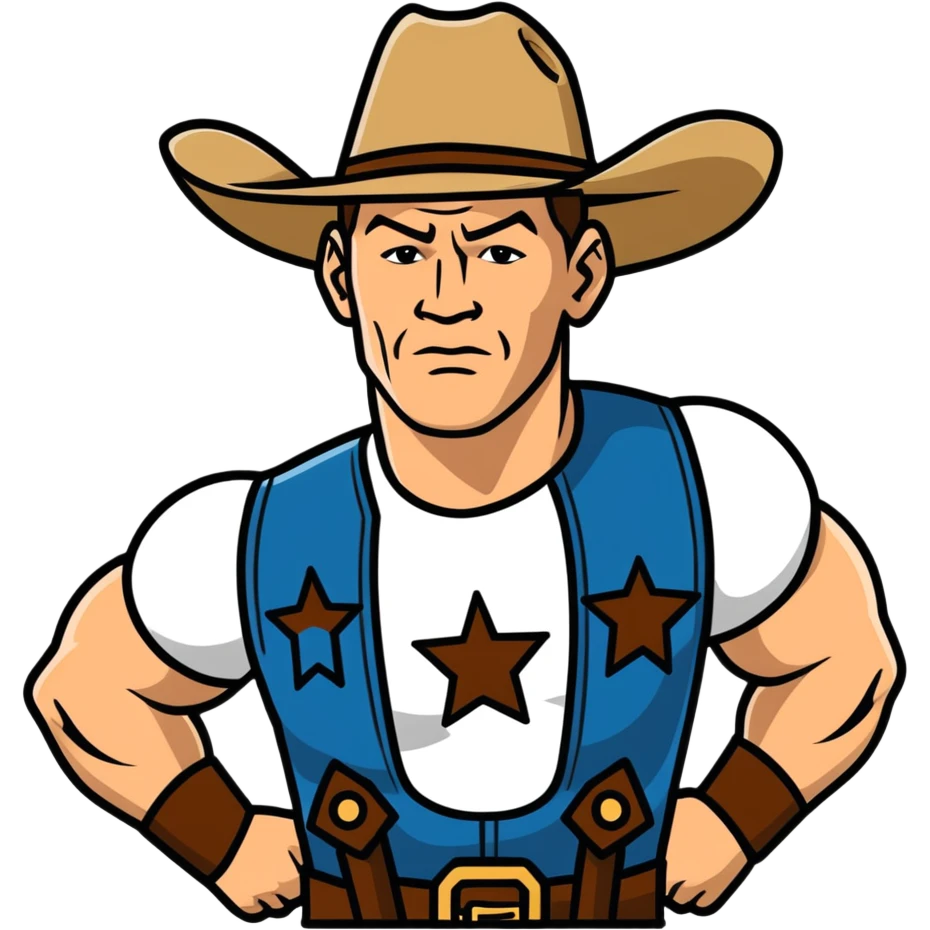 John Cena with an overly large cowboy hat emoji