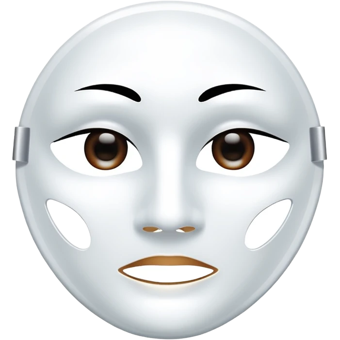 a sheet of white mask pack for face skincare beauty, transpalent holes on eyes and mouth, no real eyes and mouth emoji