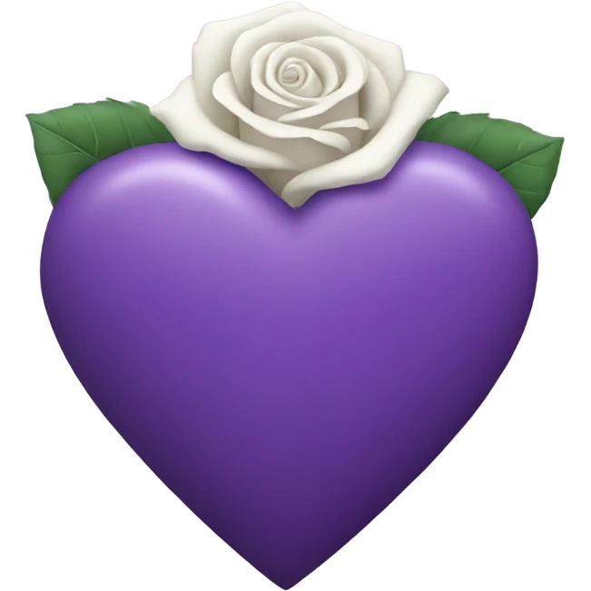 Purple heart with a white rose inside emoji