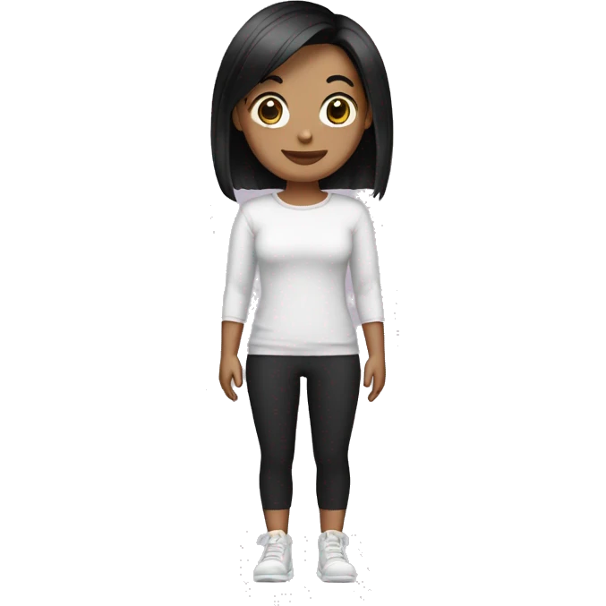 Bob cut with bamgs and black leggings emoji