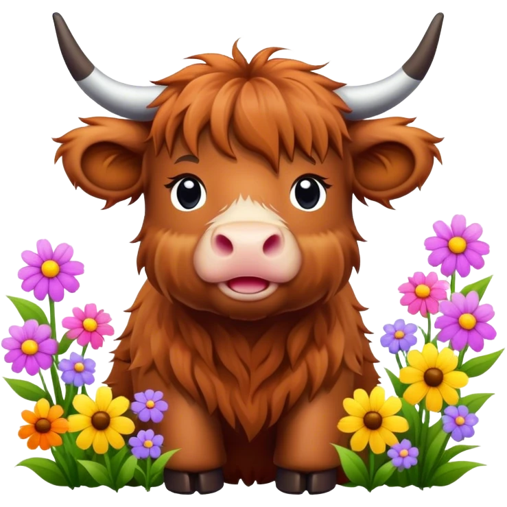 Baby highland cow flowers emoji
