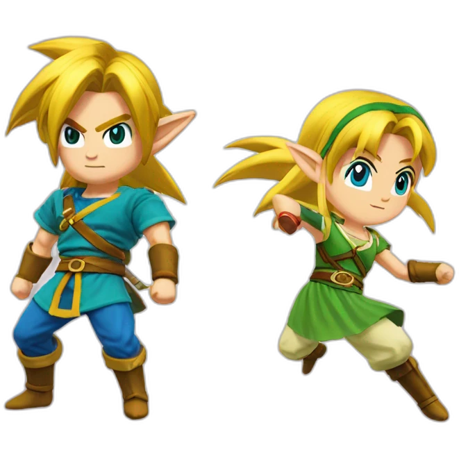 Link and Zelda fusion dance from dragon ball emoji