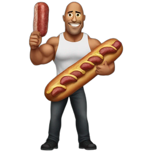the rock holding a saussage emoji