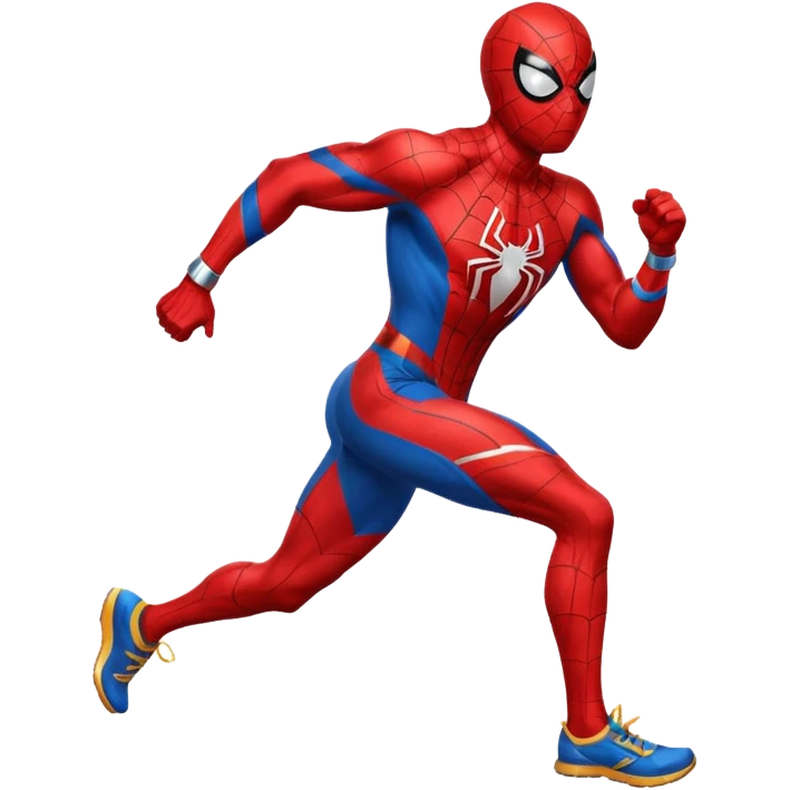 spiderman picking running a marathon with gold medal emoji