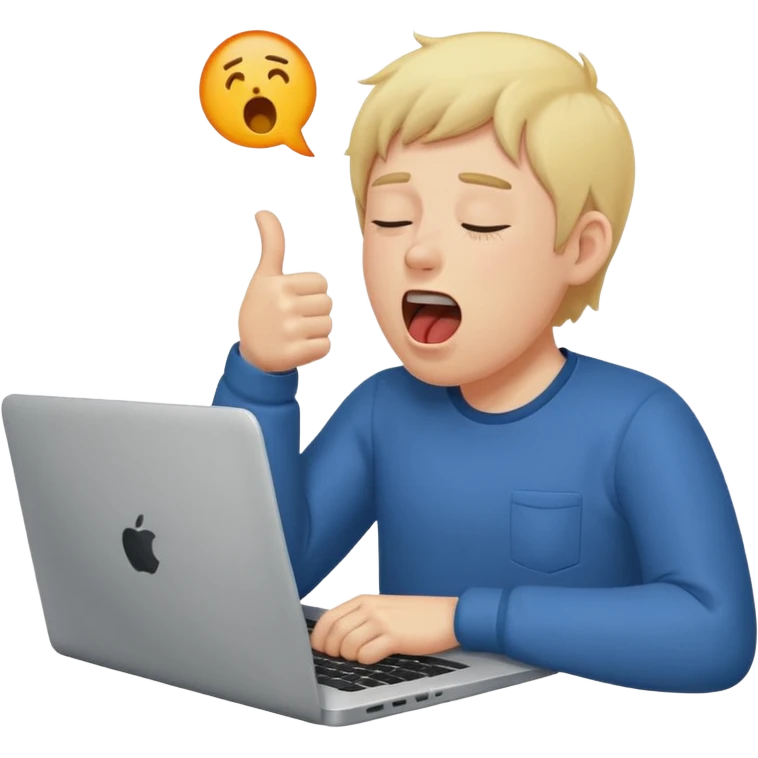 Create a 5 Emojis of my day and write a sentence about it... I am A Man...and i am techie and being tired and sleepy with a Laptop in front... emoji