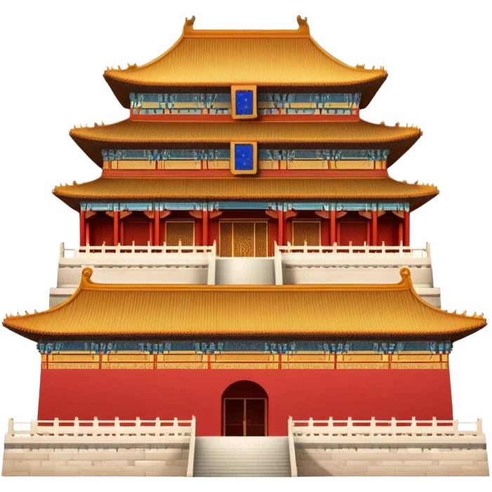 Forbidden City palace in Beijing, traditional Chinese imperial architecture, red walls and gold roof, emoji style emoji