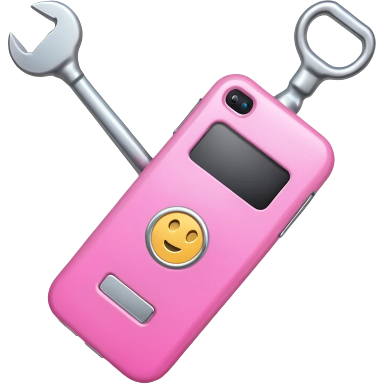 pink cellphone with a wrench emoji