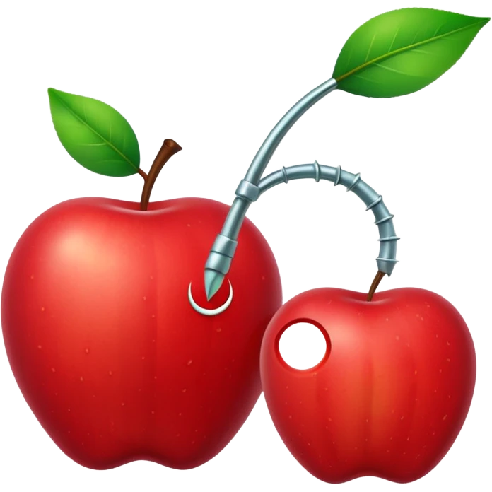 arrow, apple, and worm emoji