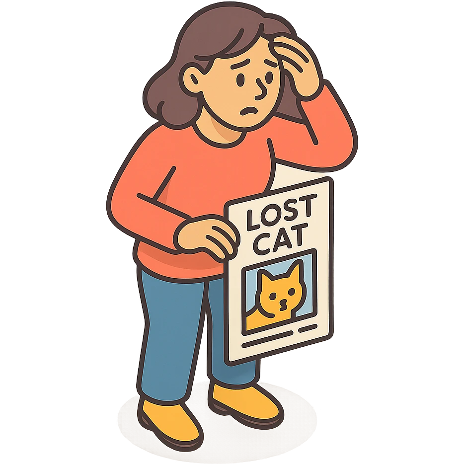женщина ищет кошку которая пропала emoji
