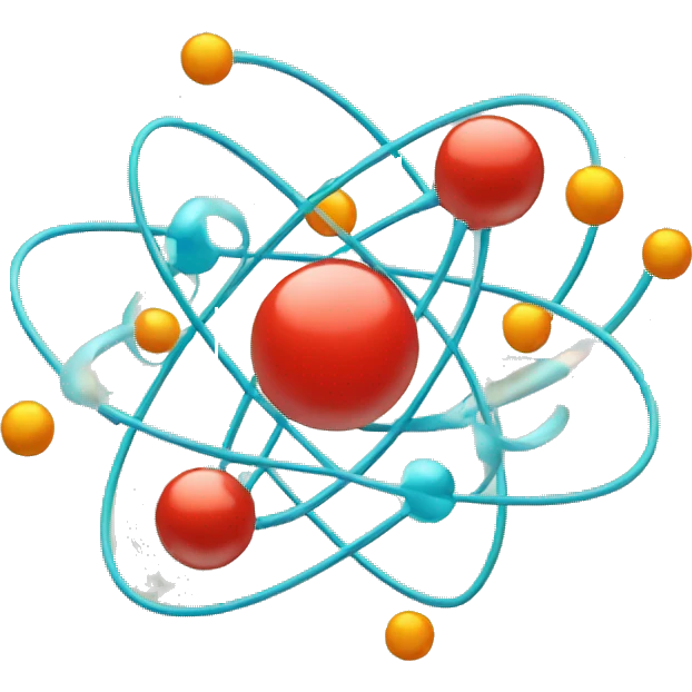 An atom with protons neutrons and electrons emoji