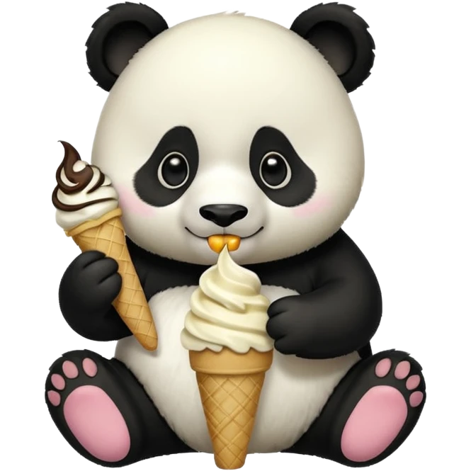 Panda eating ice cream emoji