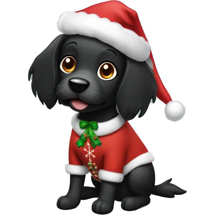 black dog in christmas clothes emoji