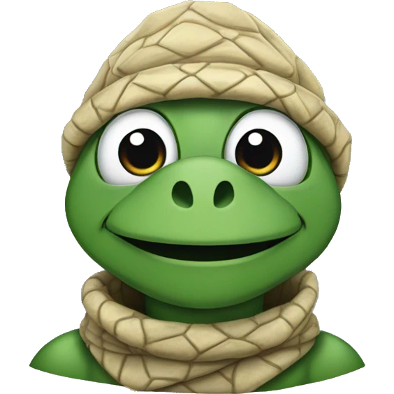 head of a turtle wrapped in a turtleneck emoji