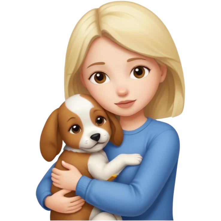A girl hug a puppy emoji