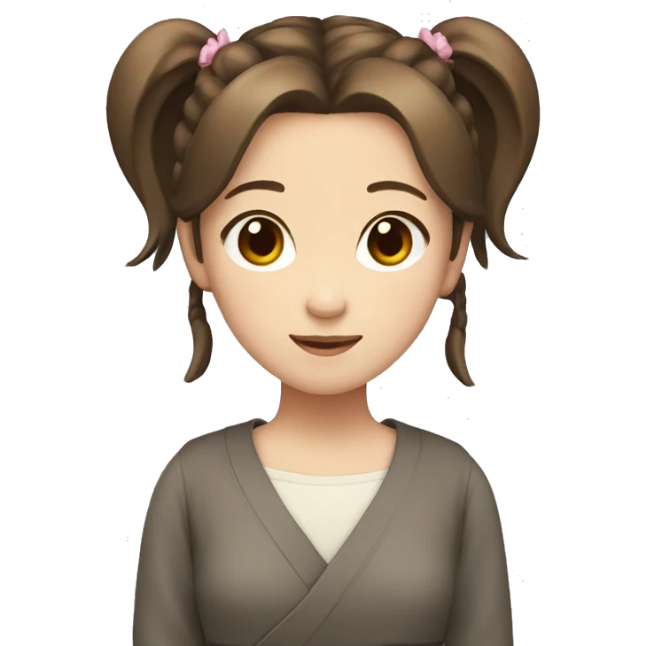 japanese girl with brown hair and double ponytail emoji