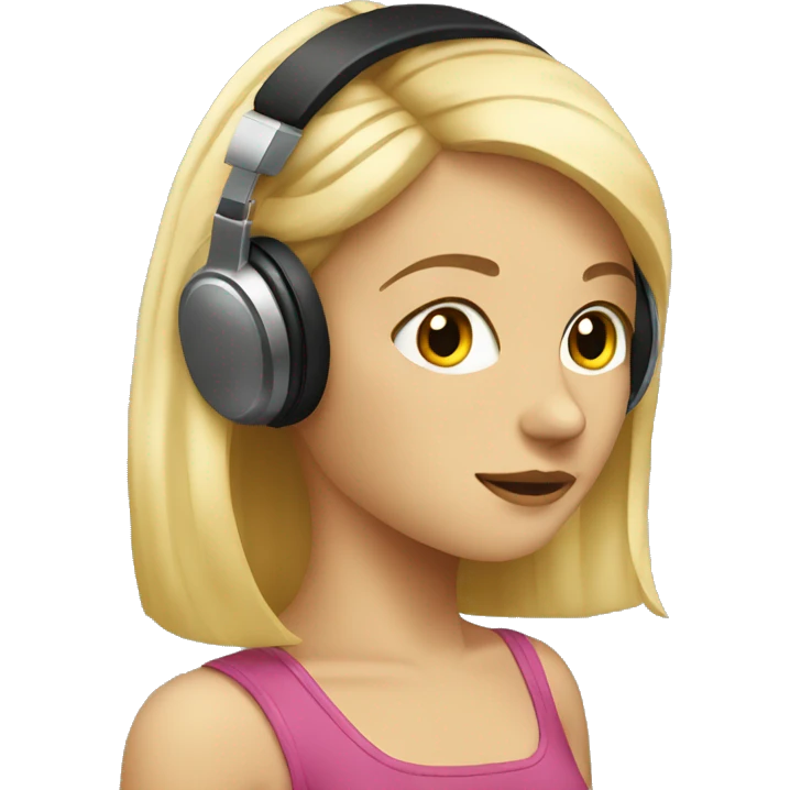 Blonde girl listening to music with earphones emoji