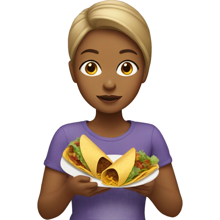 girl with light brown skin eating tacos emoji