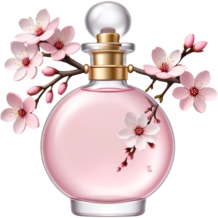 Pastel pink and white Perfume with Sakura Cherry Blossoms adorning it   emoji