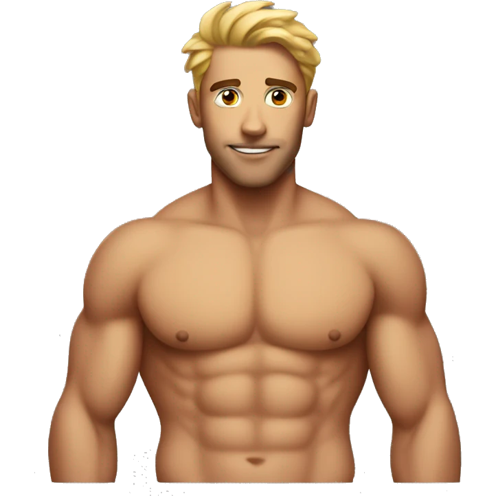Extremely attractive guy with a six pack emoji