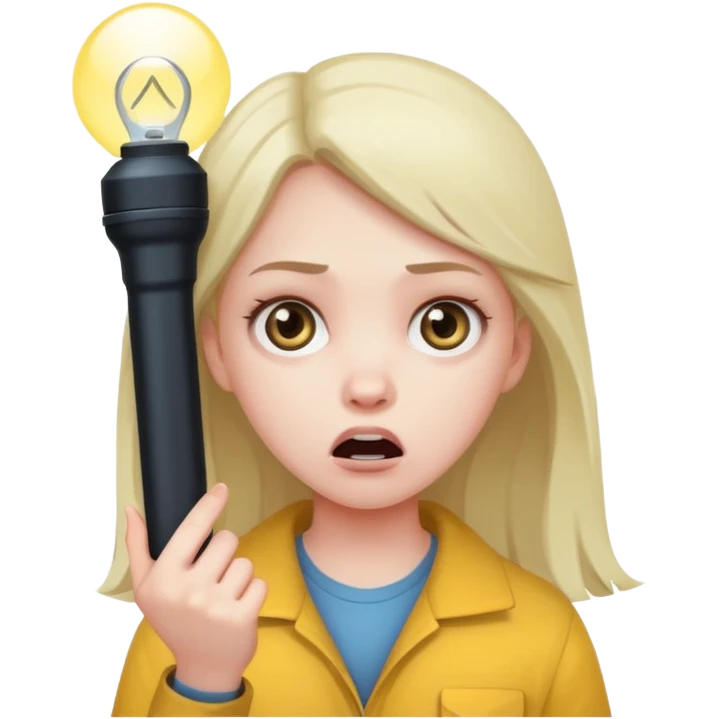Scared girl with flashlight emoji