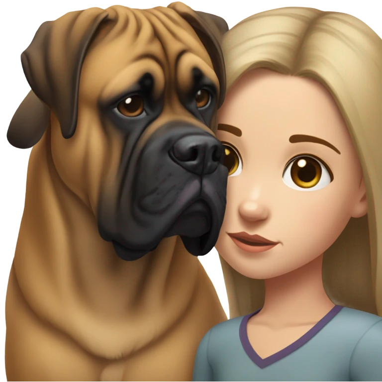 realistic portrait of girl with bullmastiff emoji