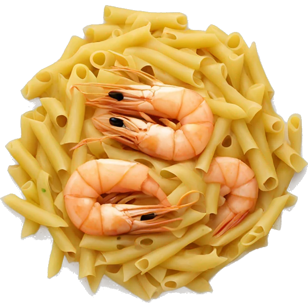 Pasta with prawns on a plate  emoji