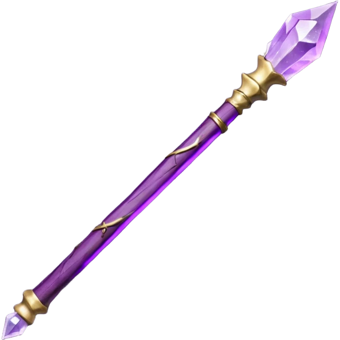 Wand with Heartwood of Silver Birch, 12.5 inches long, Medium flexibility, Tip Inlay: small amethyst hexagonal shard, Finish: Plum-stained lacquer over whitewood core, giving the wand a soft, moonlit glow in dim light. emoji
