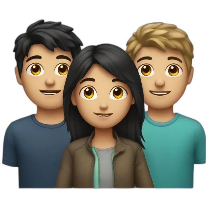 Dark haired girl with two boys emoji