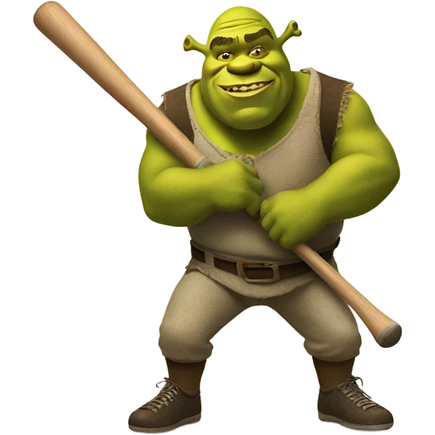 Shrek with a bat emoji