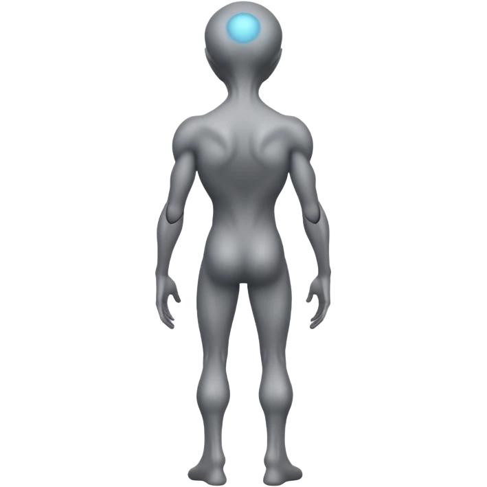 fullbody gray alien looking behind, rear backview emoji