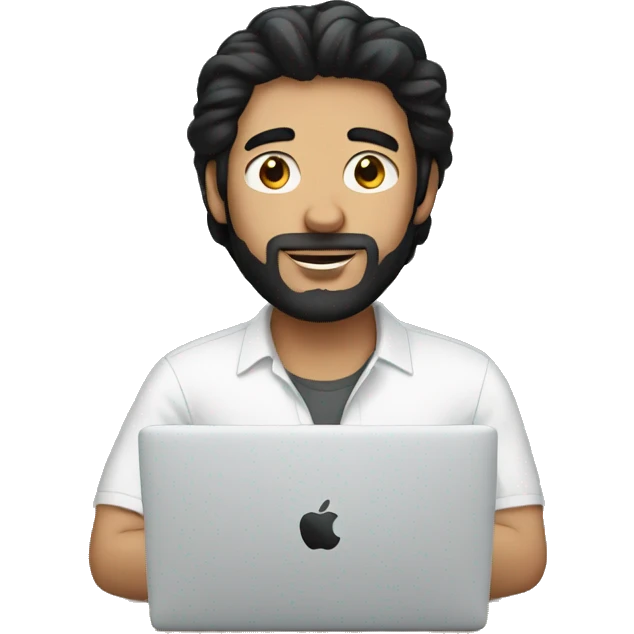 white man with black hair working macbook emoji