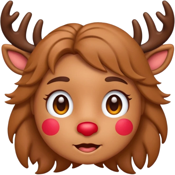 Rudolph cute face emoji for slack simple with hair emoji